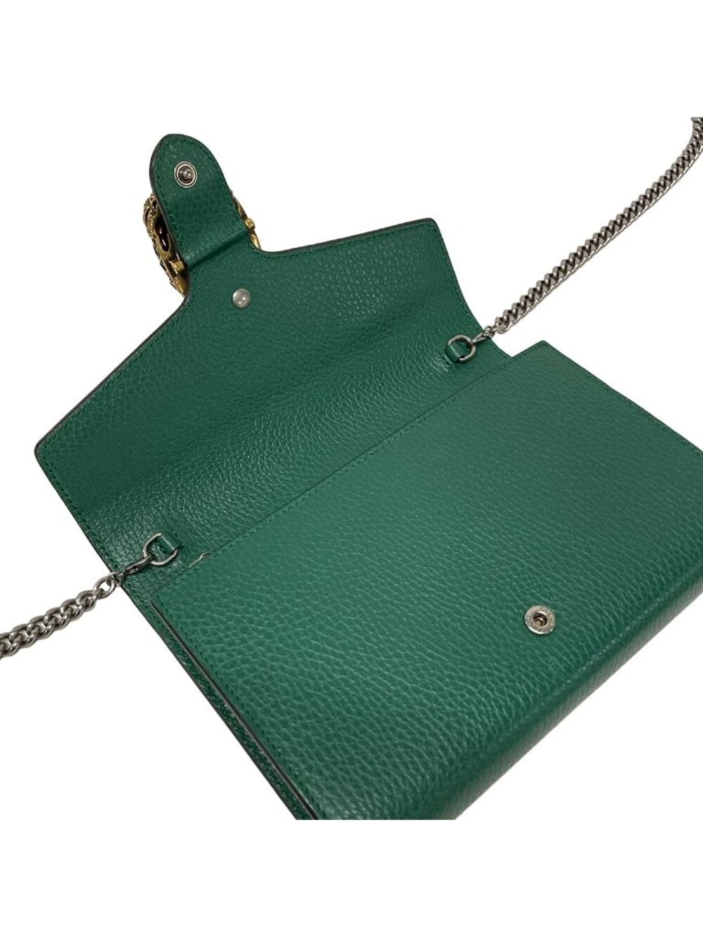 Gucci Shoulder Bag Dionysus Green Chain Removable Strap Line Stone Leather - Picture 13 of 15